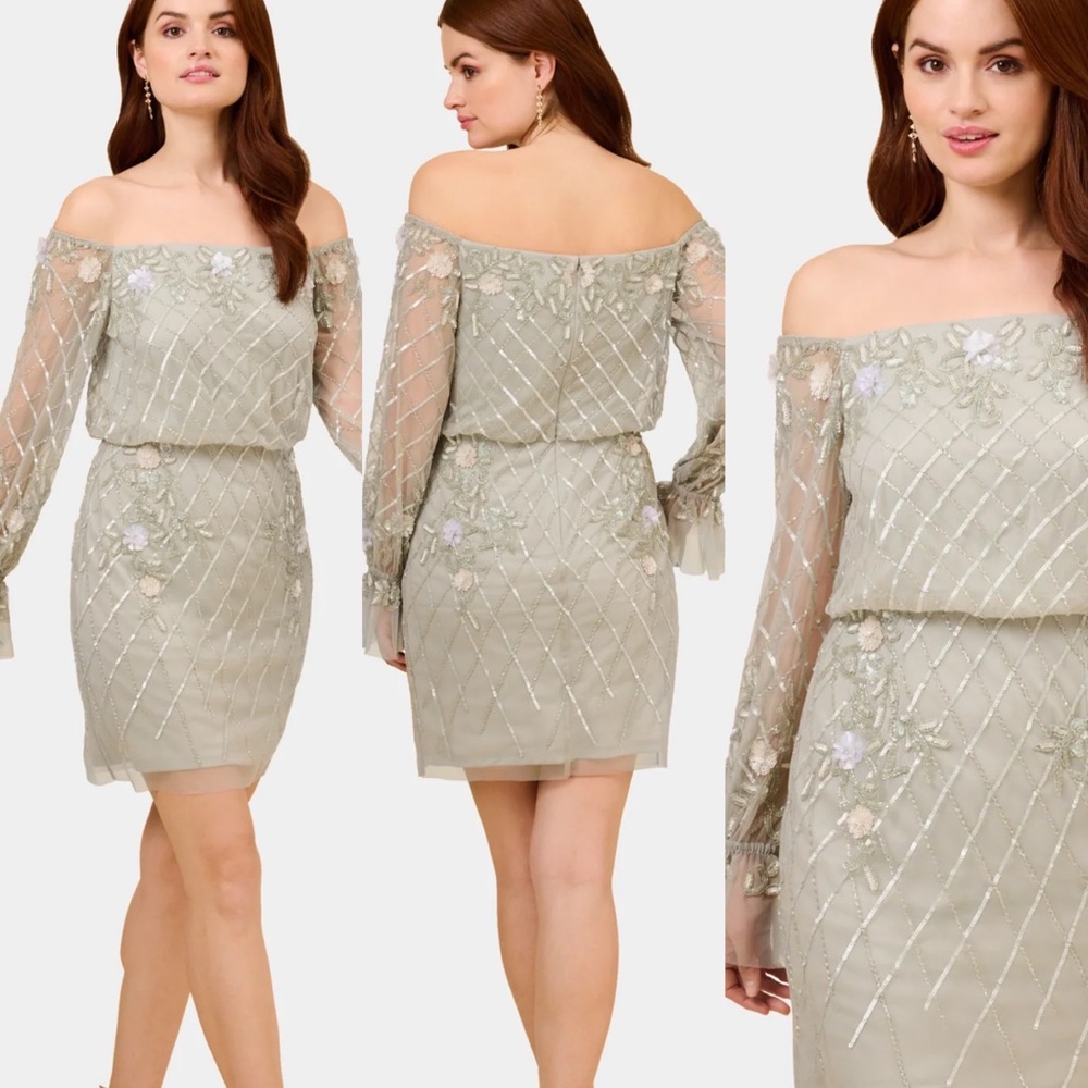 Adrianna Papell Short Beaded Dress NWT